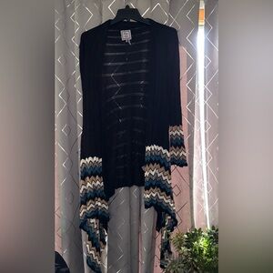 Michelle Nicole Black and Chevron Knit Cardigan - flaw